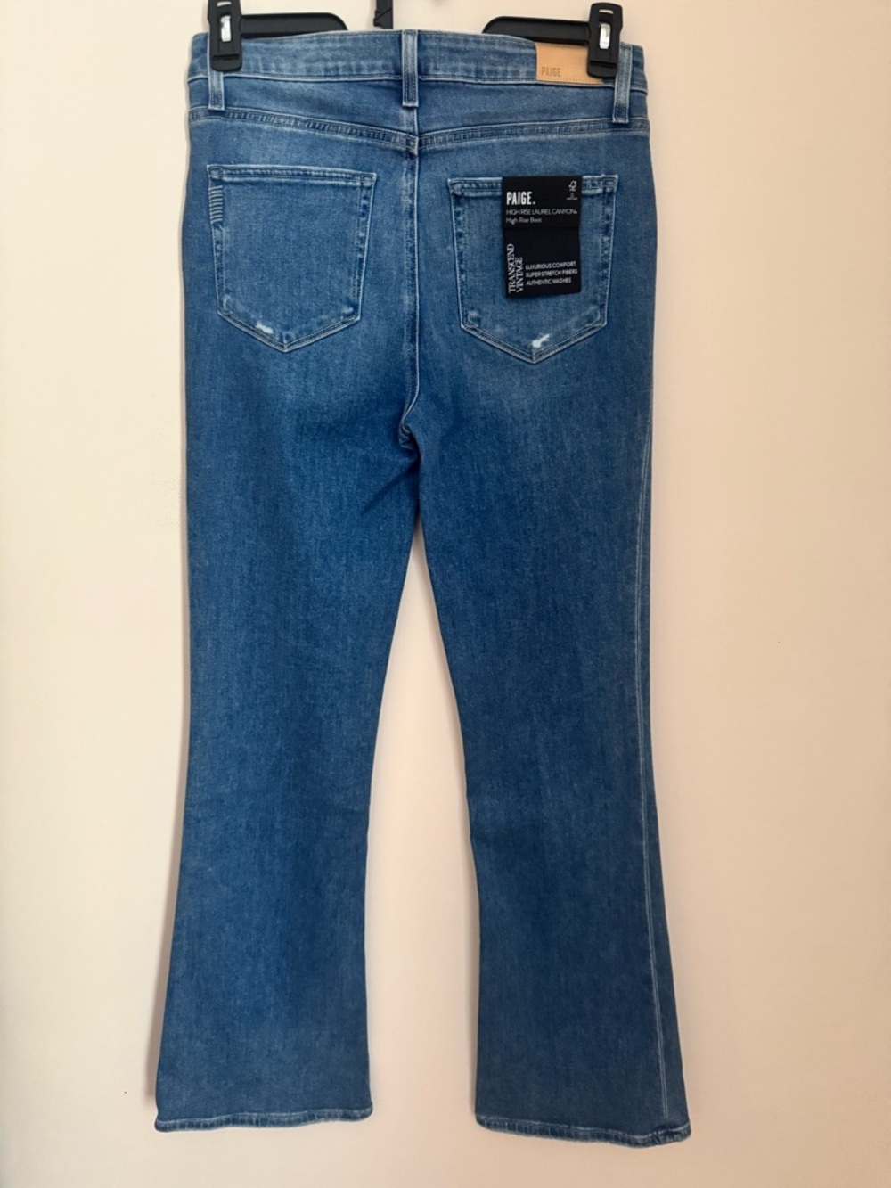 PAIGE High Rise Laurel Canyon Boot Jean Size 30 Petite Bellflower Distressed NWT - Picture 5 of 10